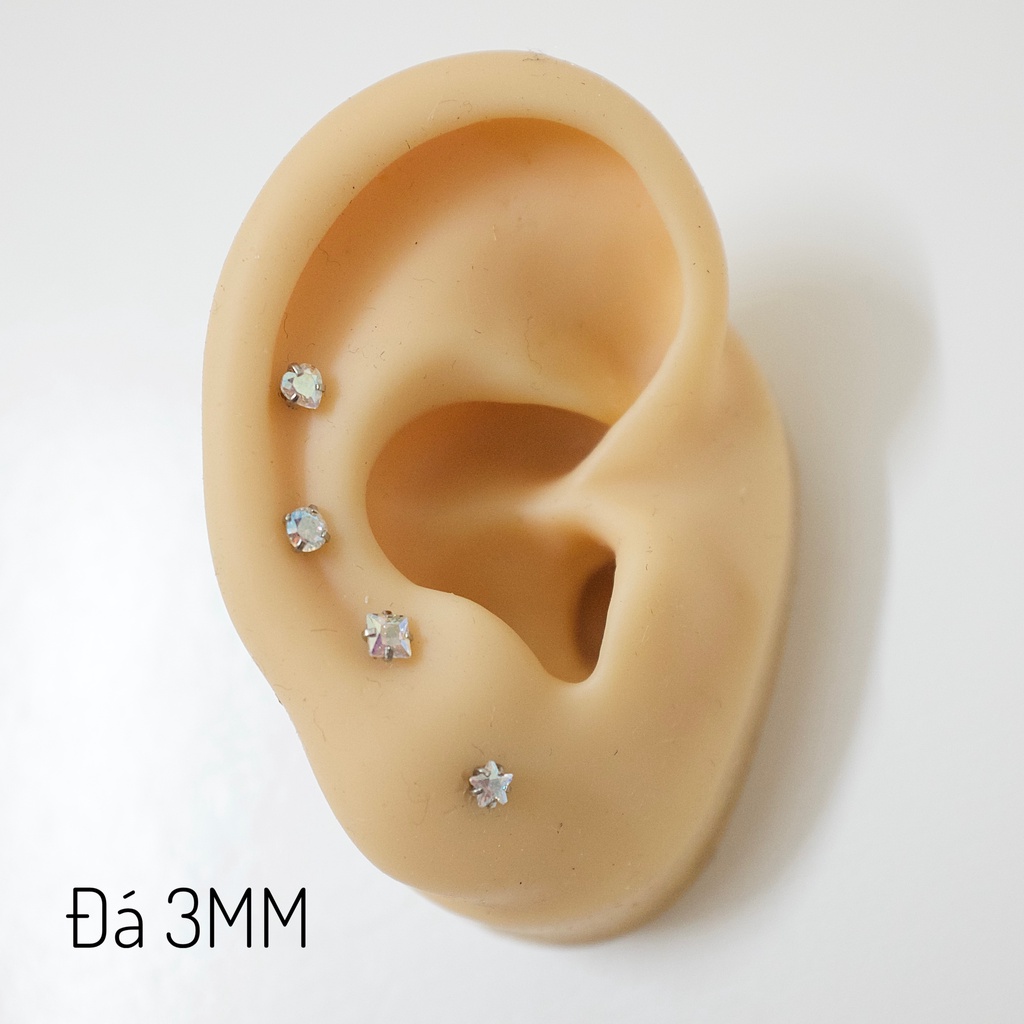 [1 Chiếc] Khuyên Tai Titan Đá 7 Màu Unisex Màu Bạc Đuôi Bi Không Gỉ Sét Không Ngứa Bông Tai Nam Julies Box 66