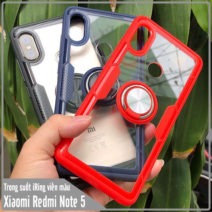 Ốp lưng Xiaomi Redmi Note 5 / Pro Trong Suốt Chống Sốc iRing Viền Màu
