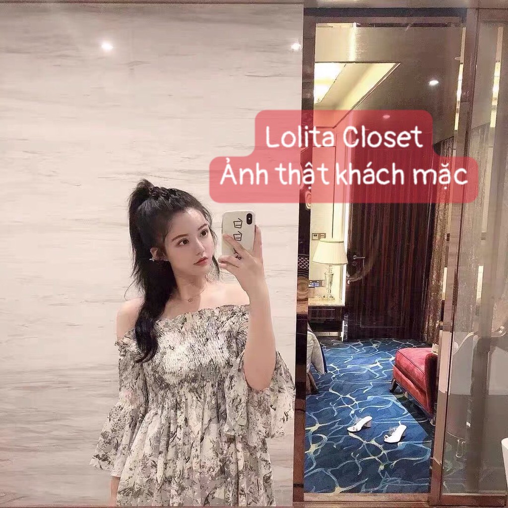 Váy Voan Trễ Vai ⚡️ẢNH THẬT⚡️ Đầm Hoa Dáng Xòe Cực Xinh