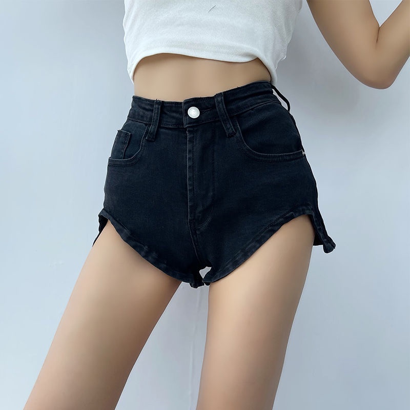 Quần Short denim Lưng Cao Thiết Kế Không Đồng Đều Thời Trang Theo Phong Cách Hàn Quốc