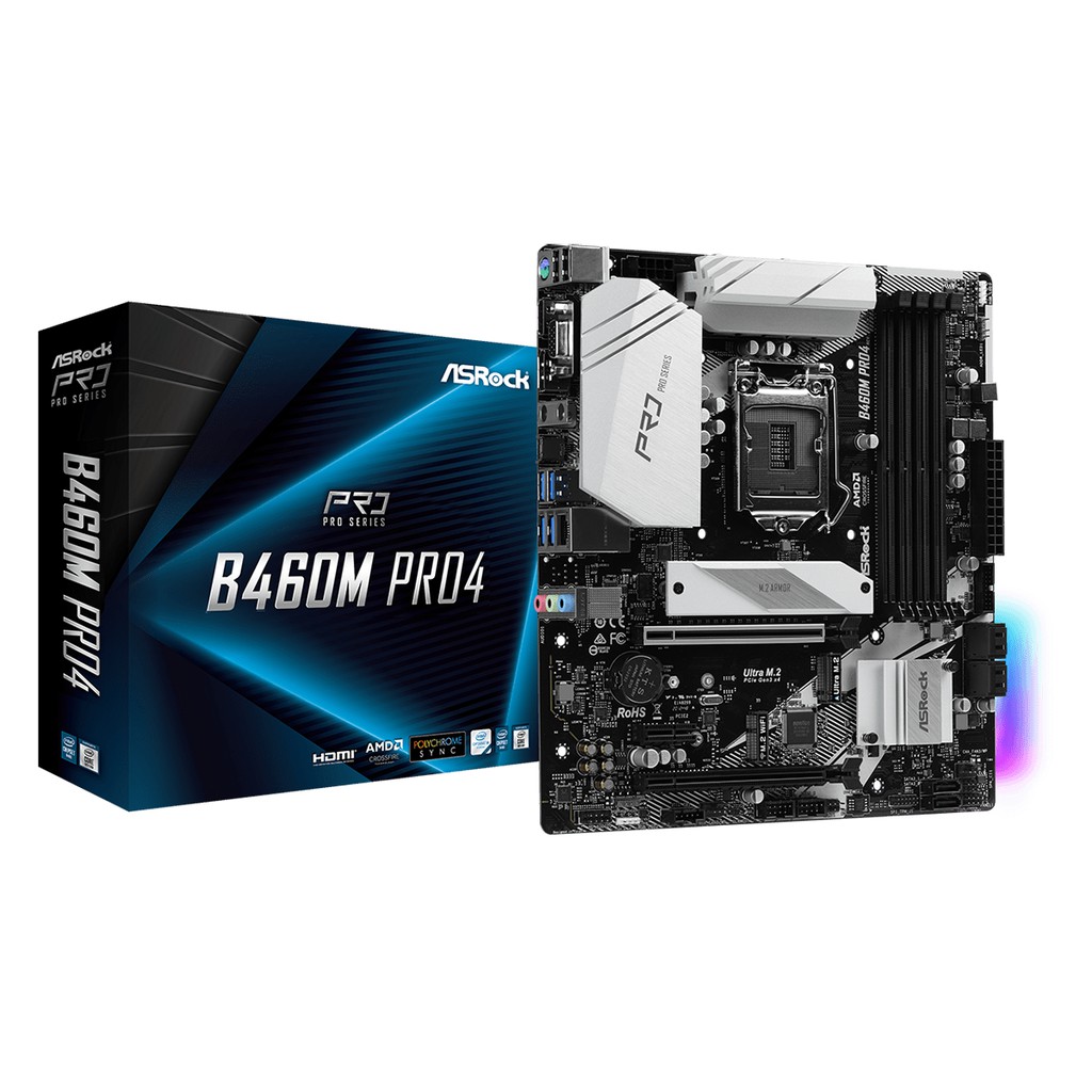 Bo mạch chủ Main Asrock B460M PRO4 - Hàng chính hãng, NEW 100%