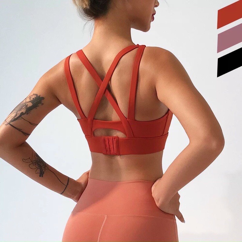 Áo Bra Tập Gym Yoga Nữ Sẵn Mút Đan Dây Cài Sau Nâng Giữ Ngực Tốt