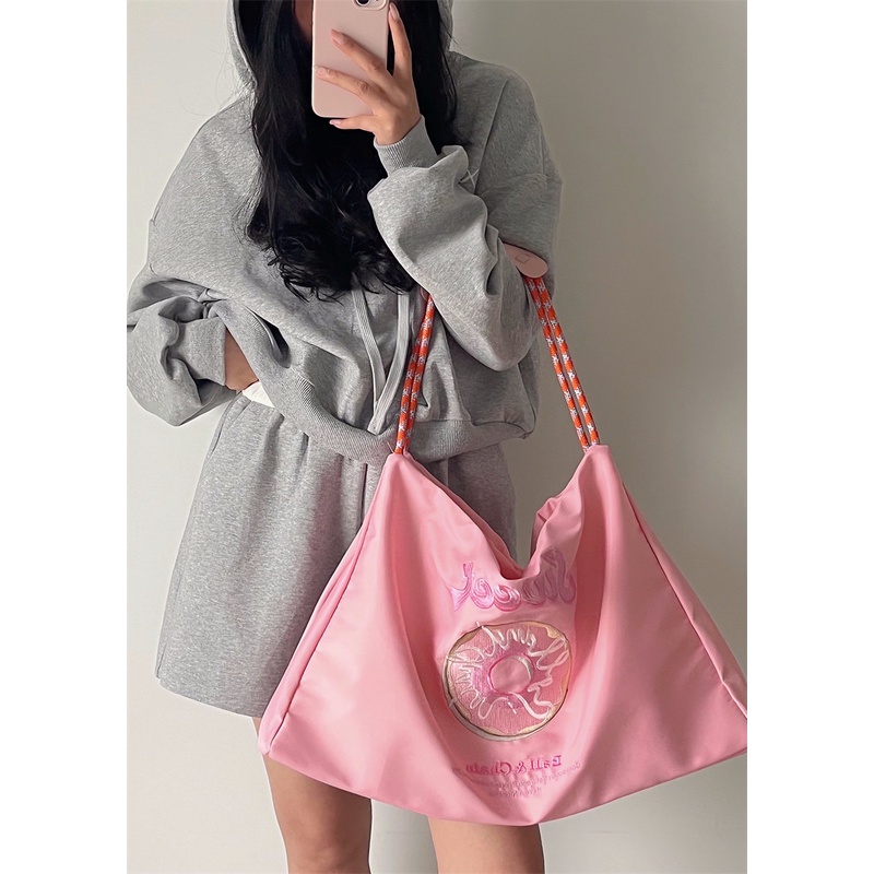 Túi vải nylon Sức Chứa Lớn Thêu Họa Tiết Tối Giản Phong Cách Nhật Bản Mới Cho Nữ 2022