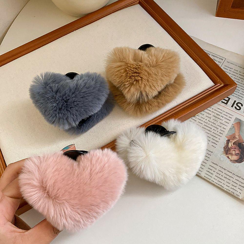 NICKOLAS Kẹp Tóc Đuôi Ngựa Hình Trái Tim Bằng Lông Nhung Dễ Thương Xinh Xắn