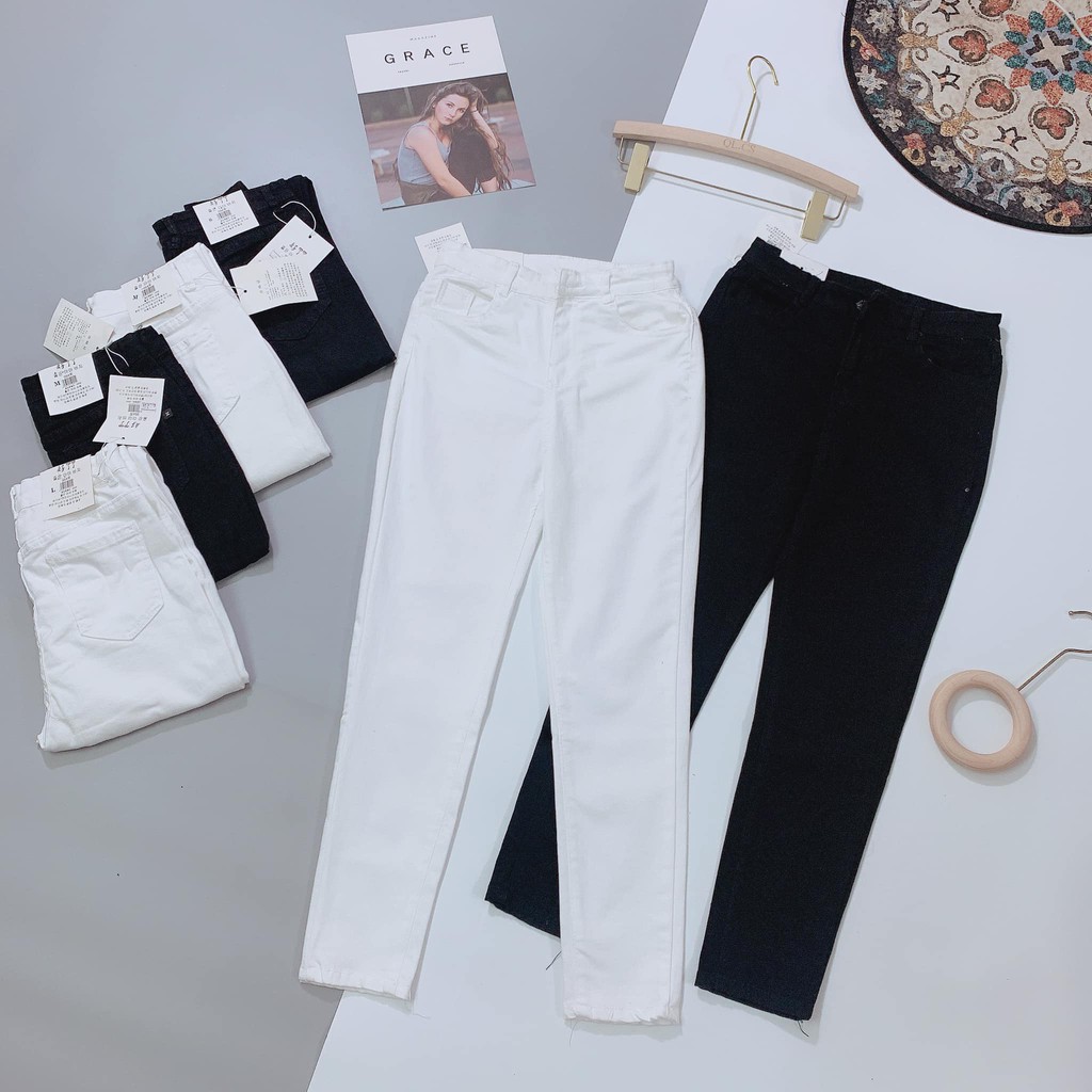 Bán sỉ quần jeans 2 màu trắng đen cho nữ x