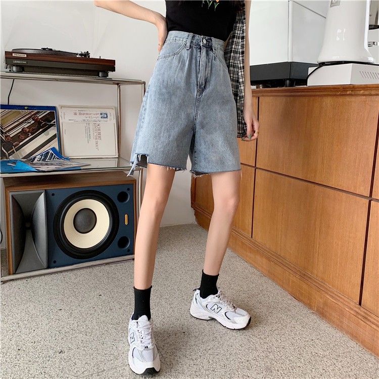 Quần short jean nữ ulzzang Yinxx, quần sọc jean rách phong cách Hàn Quốc QSJ02