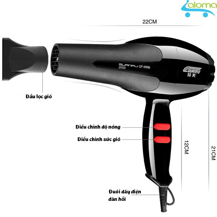Máy sấy tóc 2000W Guanfu GF-9988 6 chế độ sấy