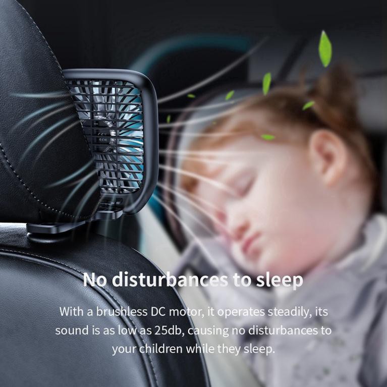 Quạt Làm Mát MINI Cao Cấp Không Ồn 3 Chế Độ Gắn Sau Ghế Ô Tô Xe Hơi Dùng Nguồn USB Baseus Foldable Backseat Fan