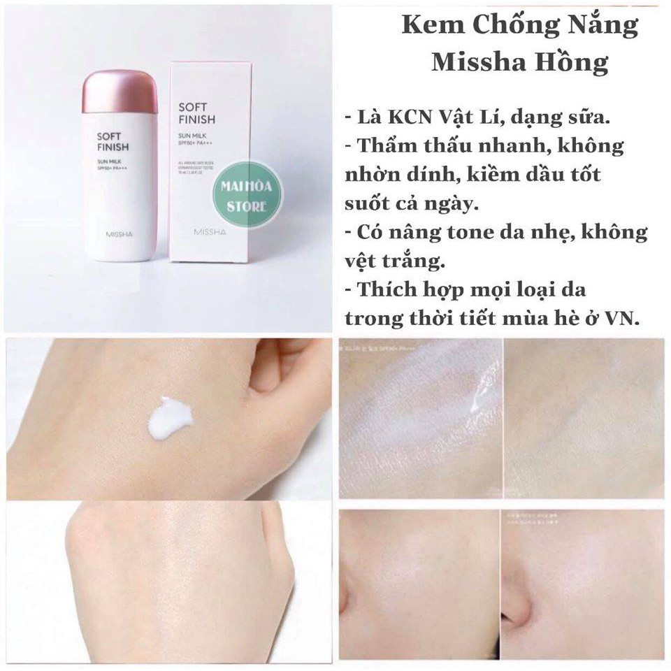 Kem chống nắng Missha hồng Soft finish sun milk SPF 50+/PA++++ 70ml | BigBuy360 - bigbuy360.vn