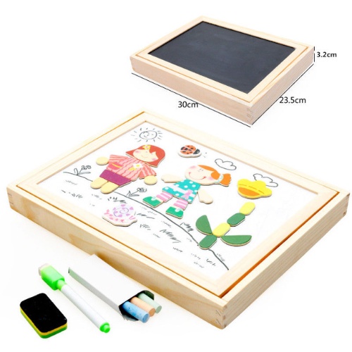 Xếp hình nam châm chủ đề nông trại , lắp ráp trang phục nông trại Gartoon Person kèm bảng 2 mặt , phấn và bút dạ