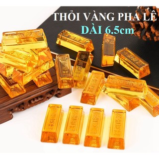 [DÀI 6.5CM] Kim nguyên bảo (thỏi vàng nén) dạng khối hình chữ nhật, biểu tượng sự thịnh vượng, cầu tài lộc, may mắn