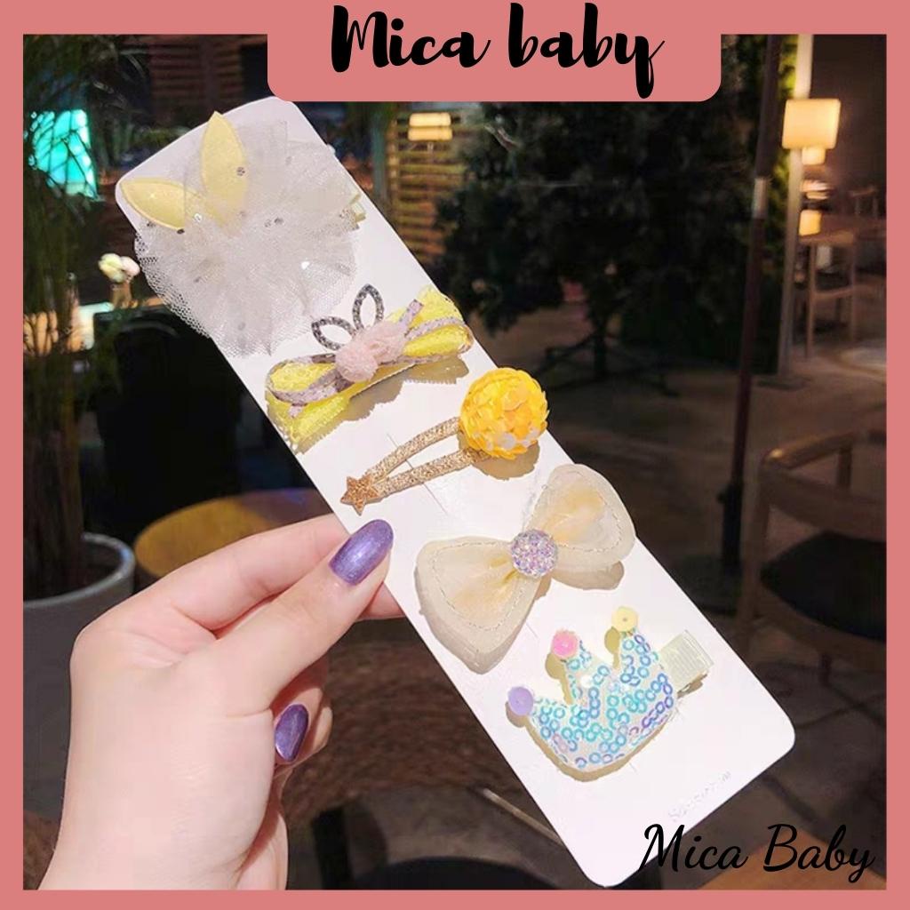 Set 5 kẹp tóc màu sắc cầu vồng đáng yêu cho bé Mica baby
