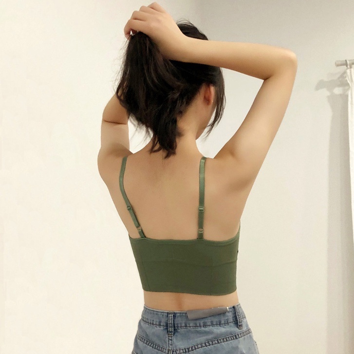 Áo Thể Thao Gym/Yoga Mút Rời -  Áo Bra Gân Croptop Khoét Lưng U Dáng Thể Thao