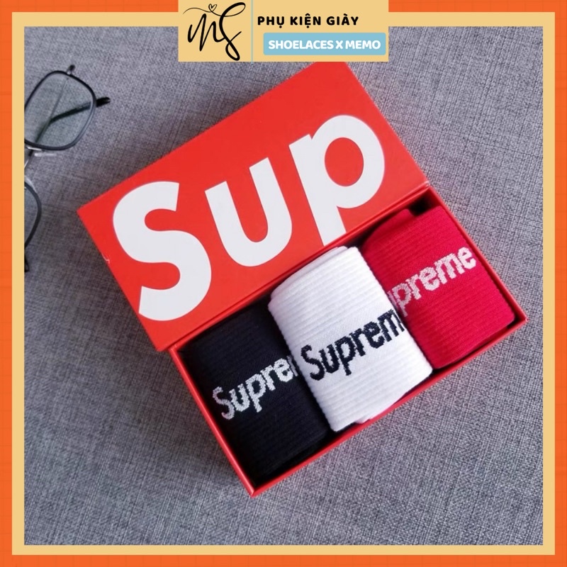 Combo 3 đôi tất Supreme full box ,tất vớ cao cổ Supreme Crew Socks SPT3- [ Tặng Kèm Đầu Dây Giày ]
