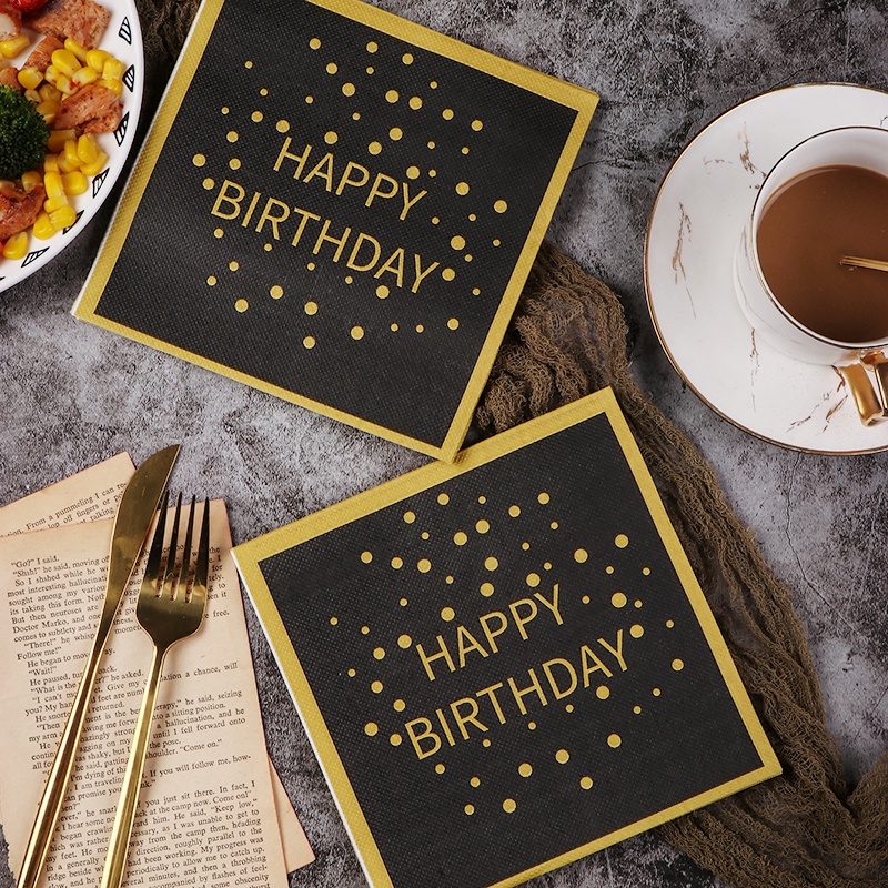 Bộ 20 Khăn Giấy In Chữ Happy Birthday Dùng Trang Trí