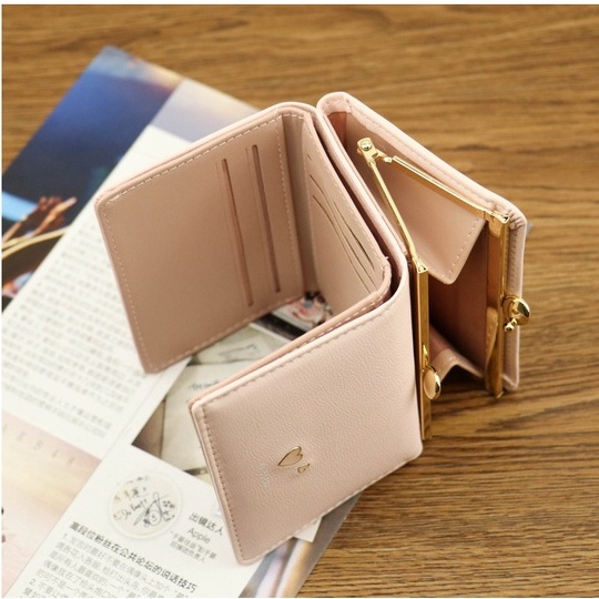 Ví nữ mini ngắn cầm tay GENZZZ đính họa tiết trái tim nhiều ngăn tiện dụng chất da cao cấp V022