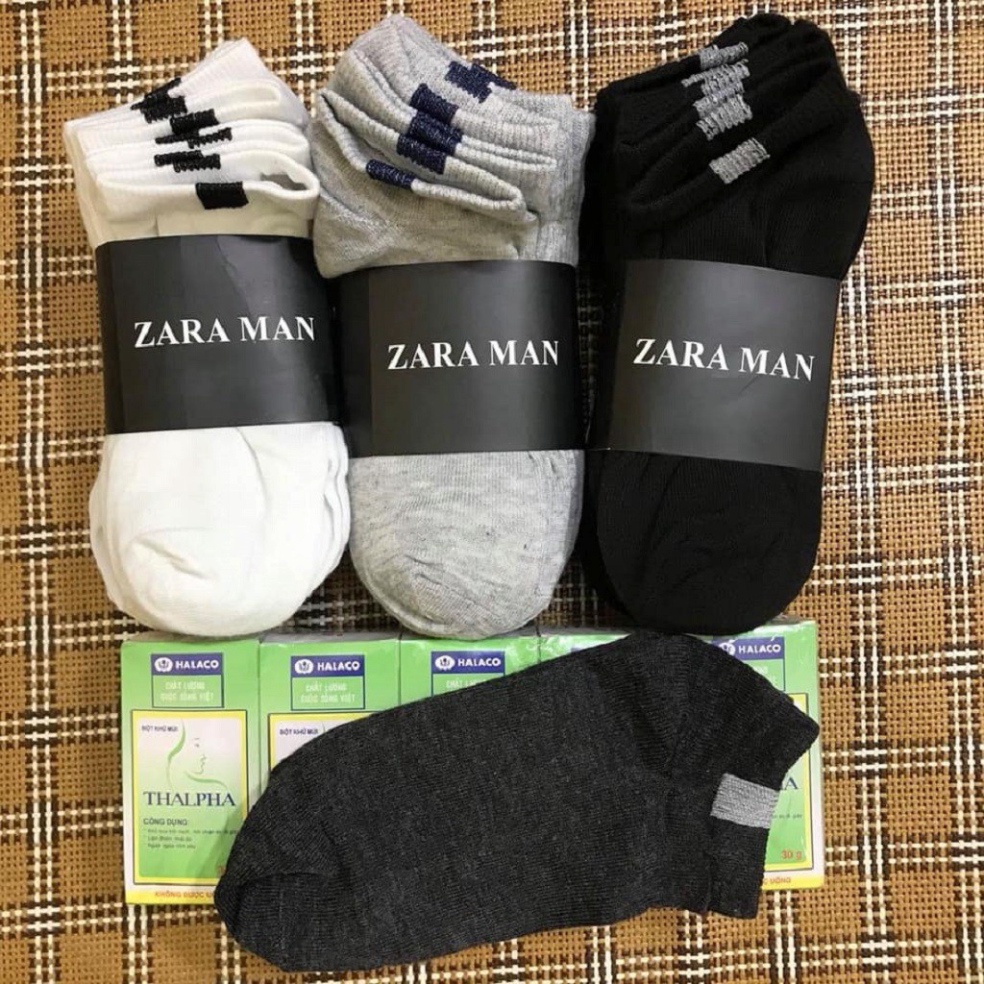 10 Tất Nam Nữ ZARA Trơn Cổ Ngắn Cao Cấp Chất Cotton 100% .ĐT.Lv