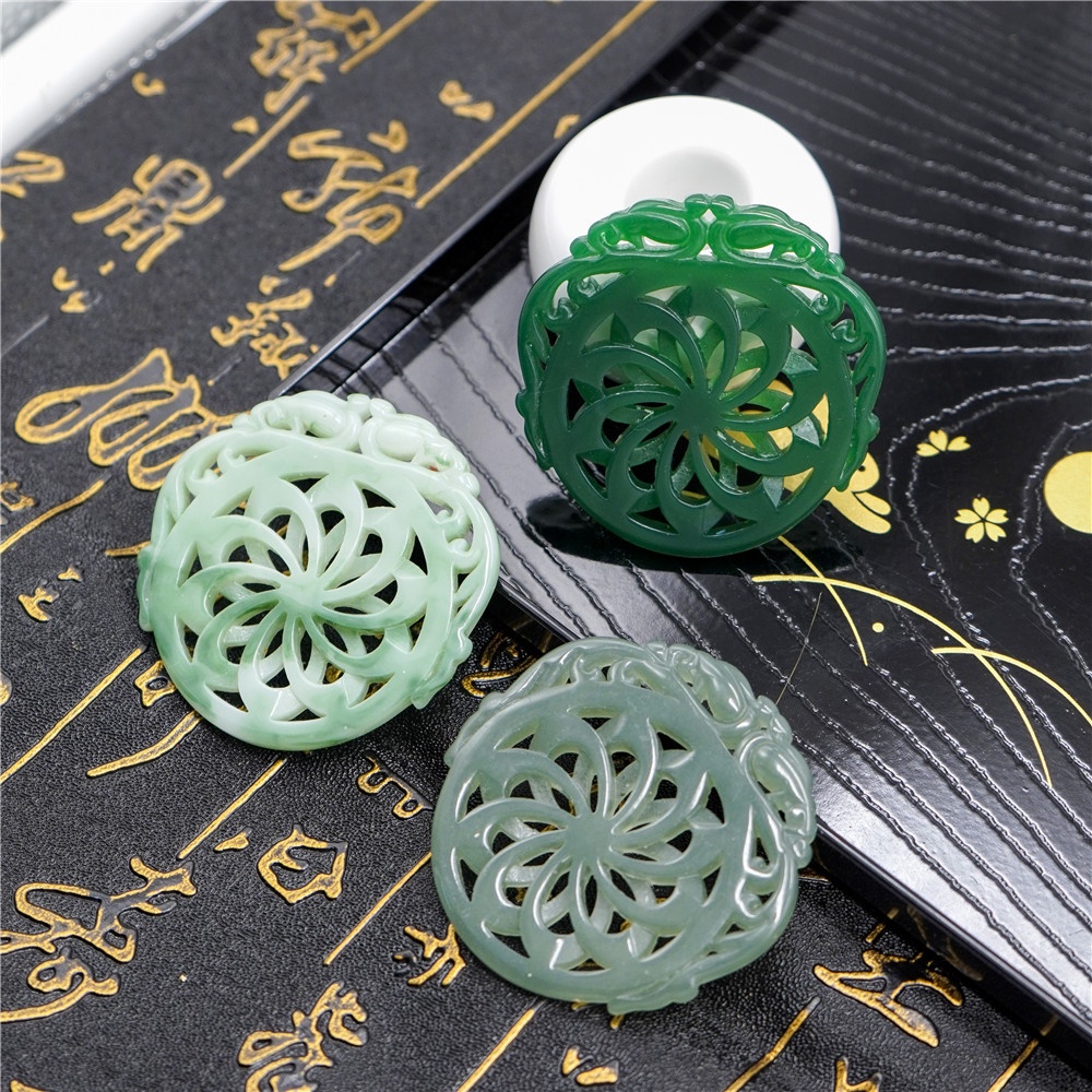 Ngọc bội resin họa tiết tròn 53mm nguyên liệu làm trâm làm trang sức cổ trang việt phục