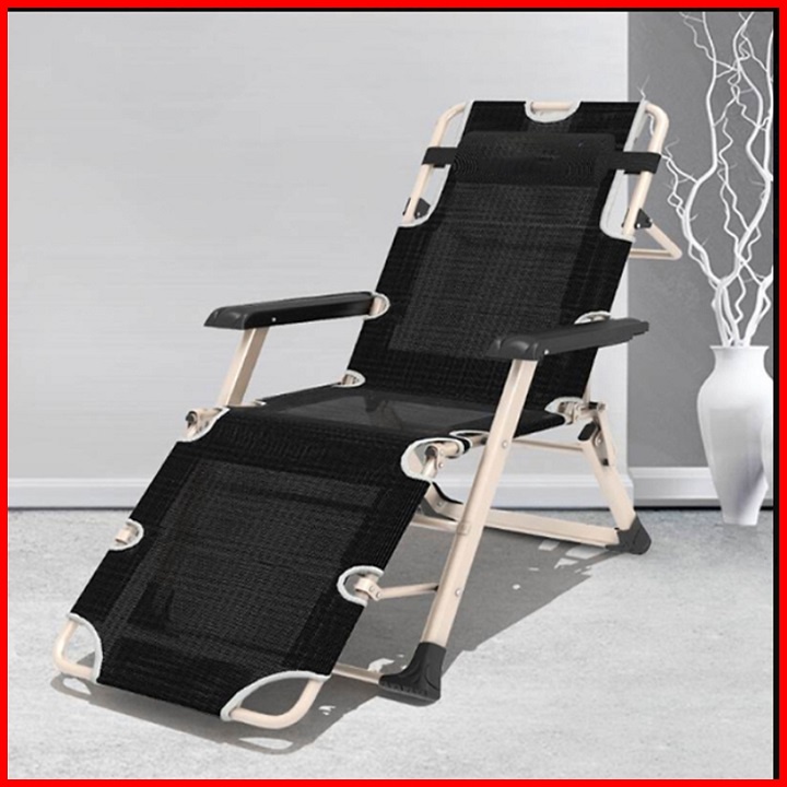 Ghế xếp thư giãn IRIS khung thép có thể ngả thành giường 180x60x30cm kèm đệm 3D cao cấp - Giường ghế gấp đa năng