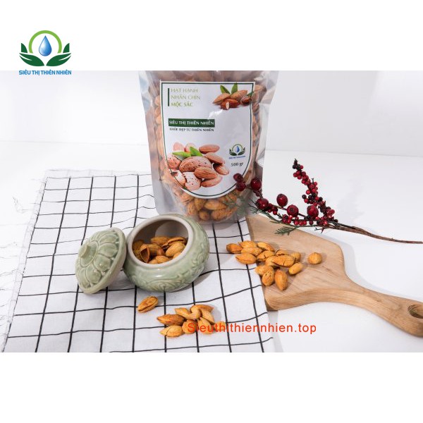 Hạt hạnh nhân chín sấy khô đóng túi zip thương hiệu Mộc Sắc