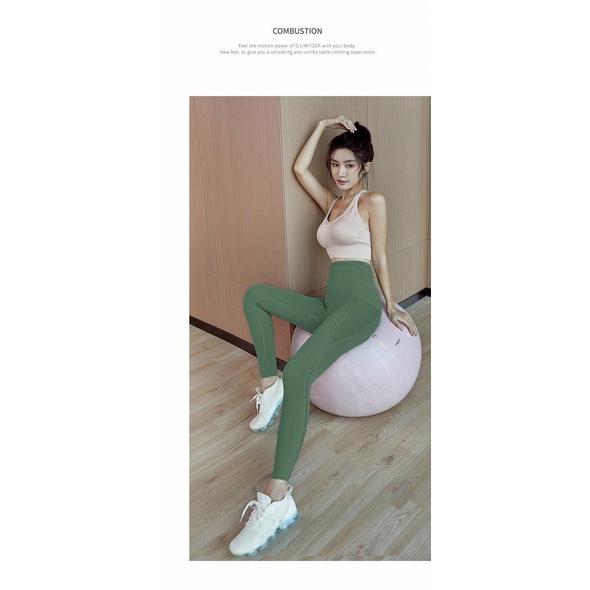 [Có sẵn)  Quần Dài Thể Thao Nữ Phối Túi Lưới Kiểu dáng Cực Xinh- Yoga An Viên