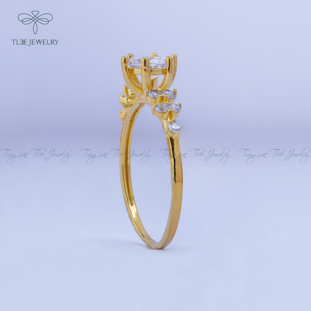 Nhẫn bạc nữ TLEE Elise Prince mạ vàng 14k đính đá sang trọng NCJ A0145