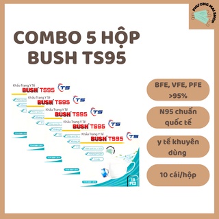 Combo 5 hộp khẩu trang 5 lớp bush ts95 - hộp 10 cái