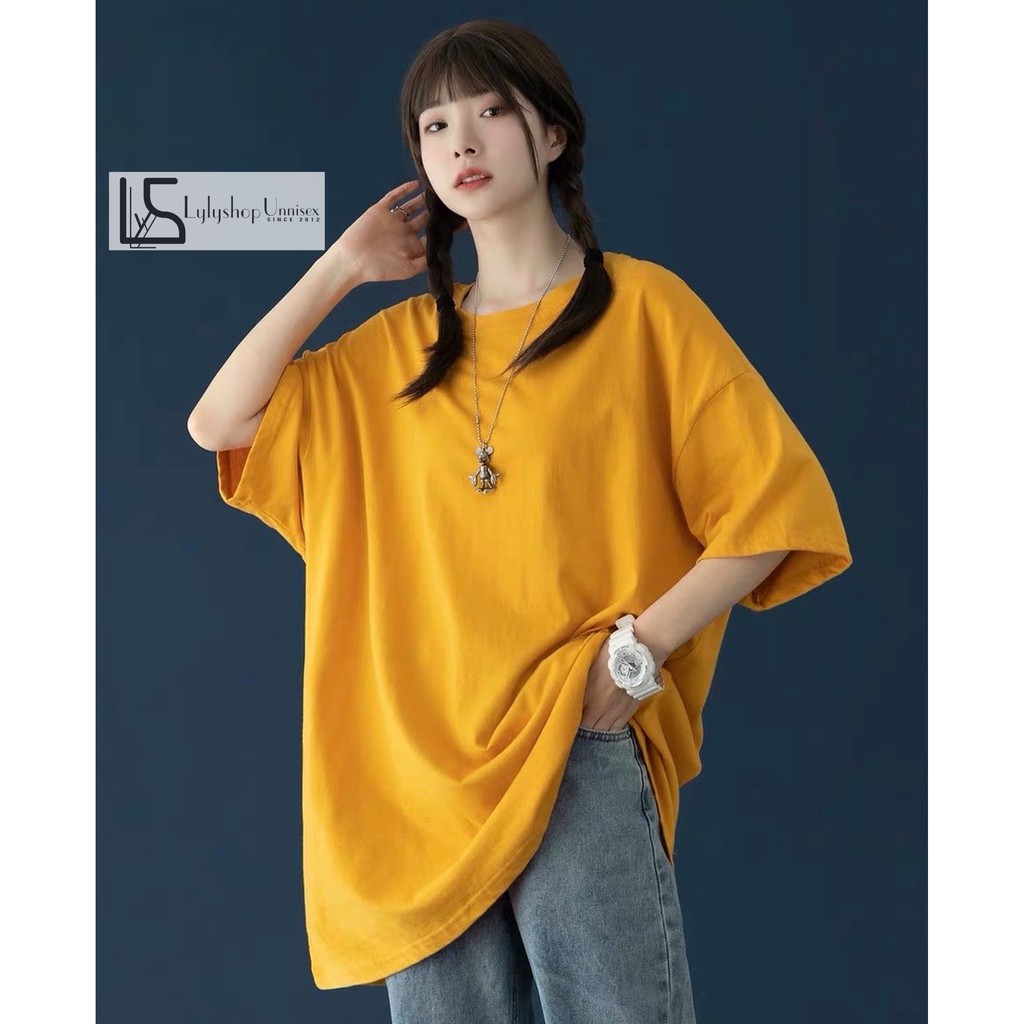 Áo thun tay lỡ Lylyshop, áo phông dáng rộng unisex nam nữ trơn màu basic - phông basic | BigBuy360 - bigbuy360.vn