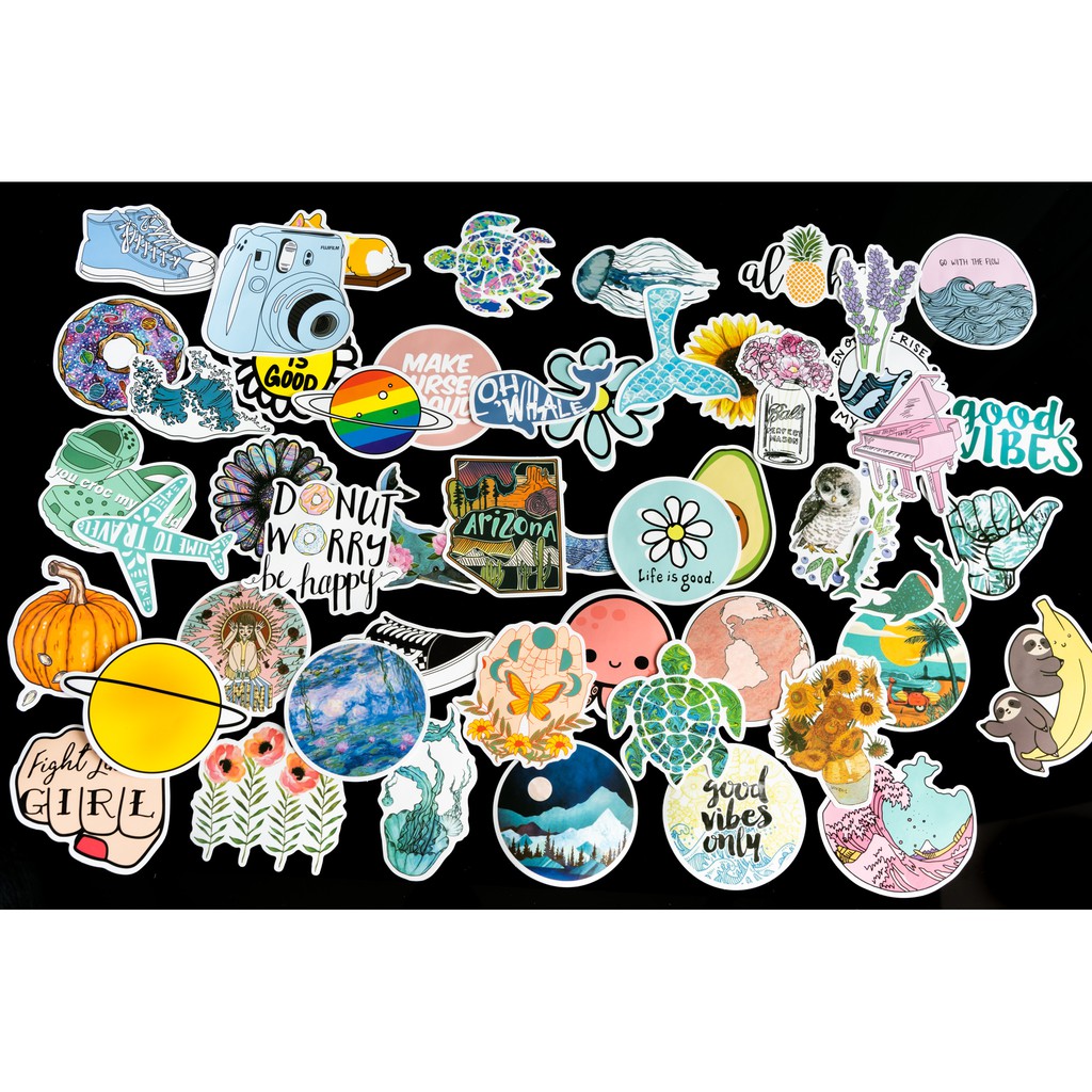 Sticker cute mix M1 2021 chống nước lâu phai trang trí laptop, mũ bảo hiểm, đàn, guitar, ukelele, macbook, điện thoại