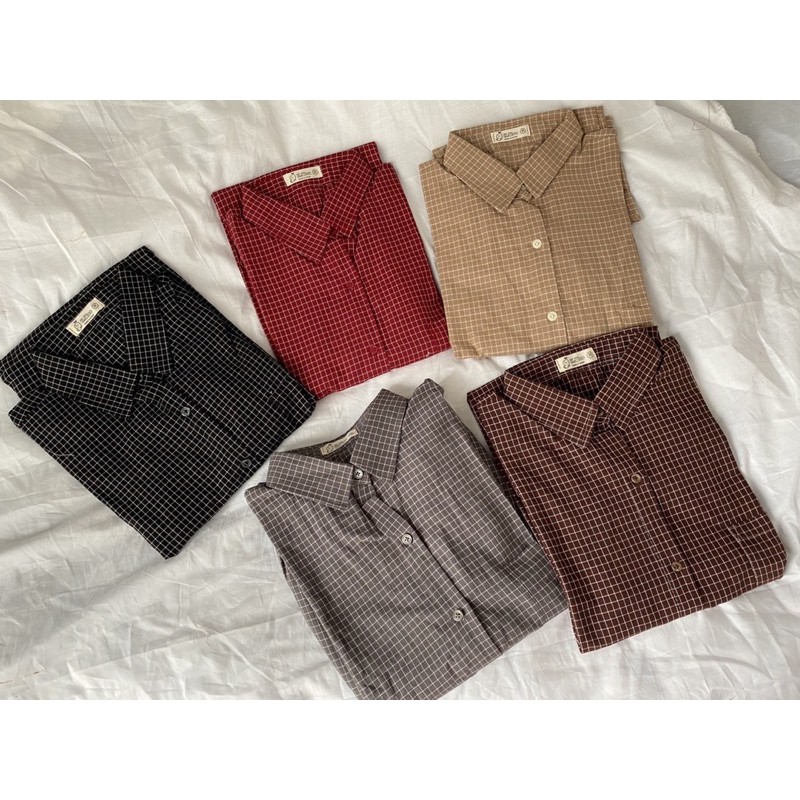 Áo sơ mi kẻ CARO NHÍ tay rộng - 5 nàu kẻ | BigBuy360 - bigbuy360.vn