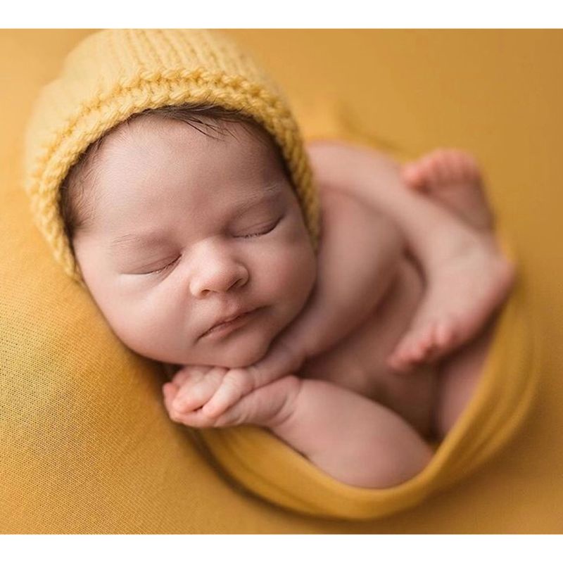 Bộ 3 Món Gồm Khăn Quấn + Mũ Thắt Nút + Gối Cotton Mềm + Gối Dùng Làm Phụ Kiện Chụp Ảnh Cho Bé Sơ Sinh