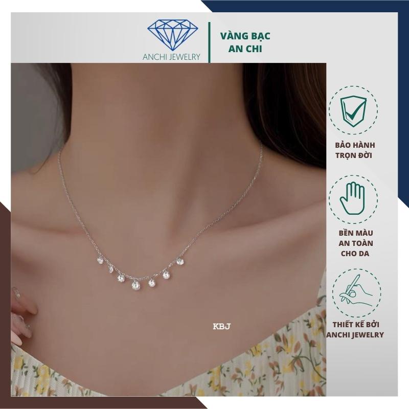 Dây chuyền mặt 7 viên đá nhỏ, chuẩn bạc ta sáng đẹp không xuống màu - An chi jewelry