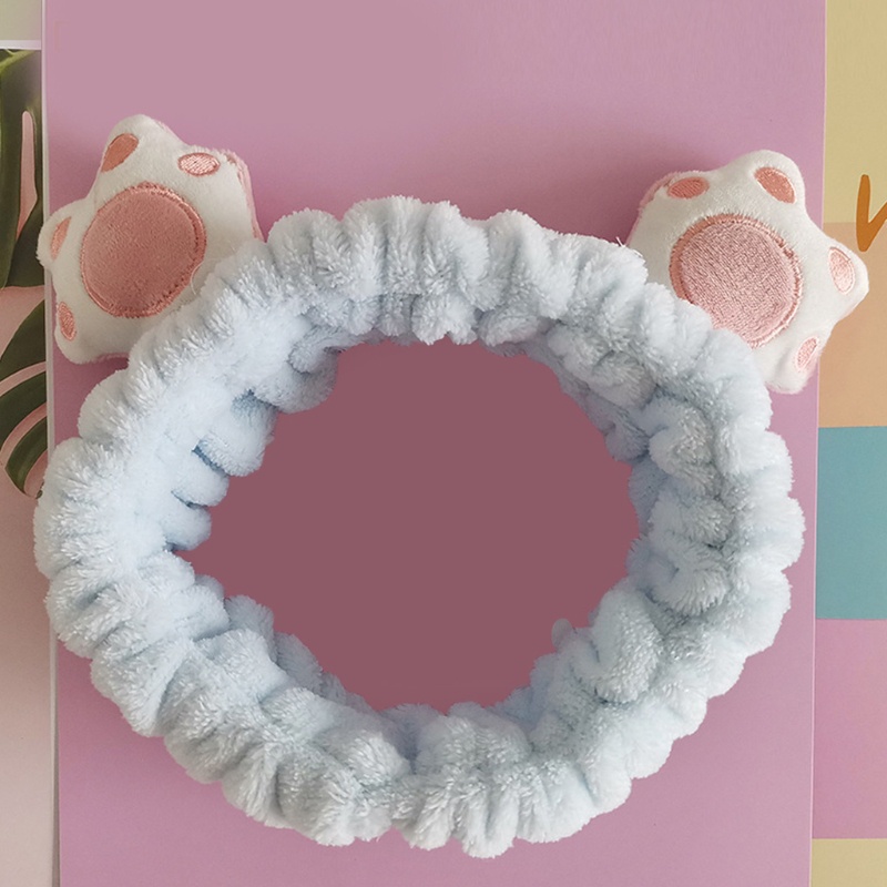 Băng Đô Cài Tóc Co Giãn Kiểu Chân Mèo Hoạt Hình 3D Màu Kẹo Ngọt Dành Cho Nữ Rửa Mặt / Trang Điểm