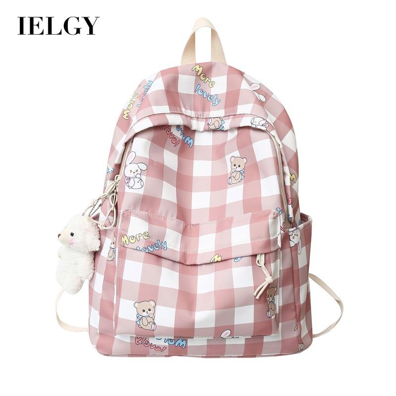 Balo IELGY size nhỏ kẻ sọc ca rô tươi tắn phong cách Hàn Quốc cho nữ
