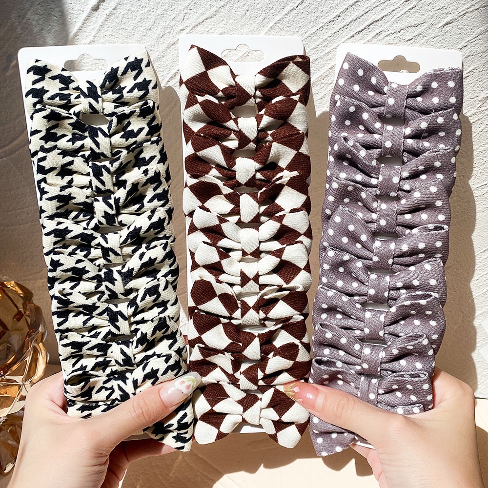 KIDSBOWS Set 10 Kẹp Tóc Nơ Họa Tiết Da Báo Dễ Thương Cho Bé Gái