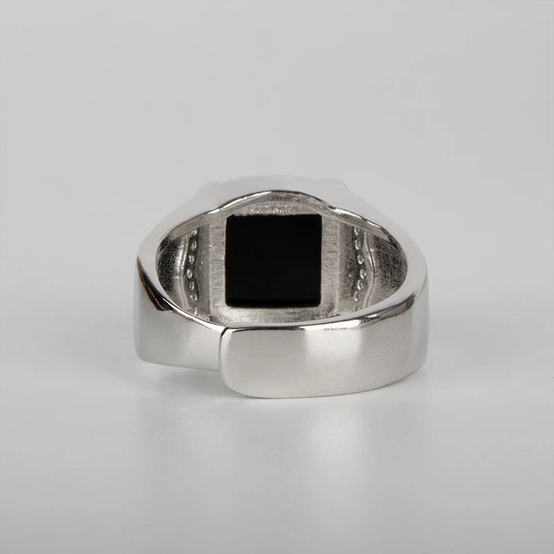 Nhẫn Đeo Tay Đính Đá Mã Não Đen Độc Đáo Thời Trang