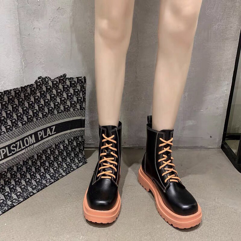 (ORDER) GIÀY BOOT NỮ đế răng cưa màu cam màu trắng sữa độn đế 5p bốt boots nữ ulzzang