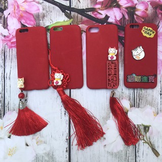 Ốp lưng tết may mắn cho iphone 6, 6s plus, iphone 7/8, iphone 7/8 plus, iphone se silicon có dây đeo