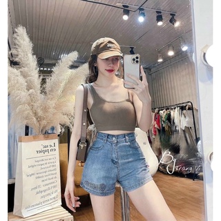 quần sort jean lưng cao
