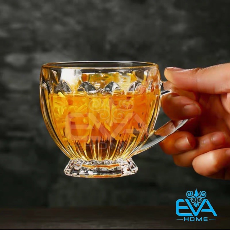 Bộ 6 Tách Thuỷ Tinh Hoạ Tiết Sọc Khía Stripe Glass Cup Sang Trọng ZB246 M3340