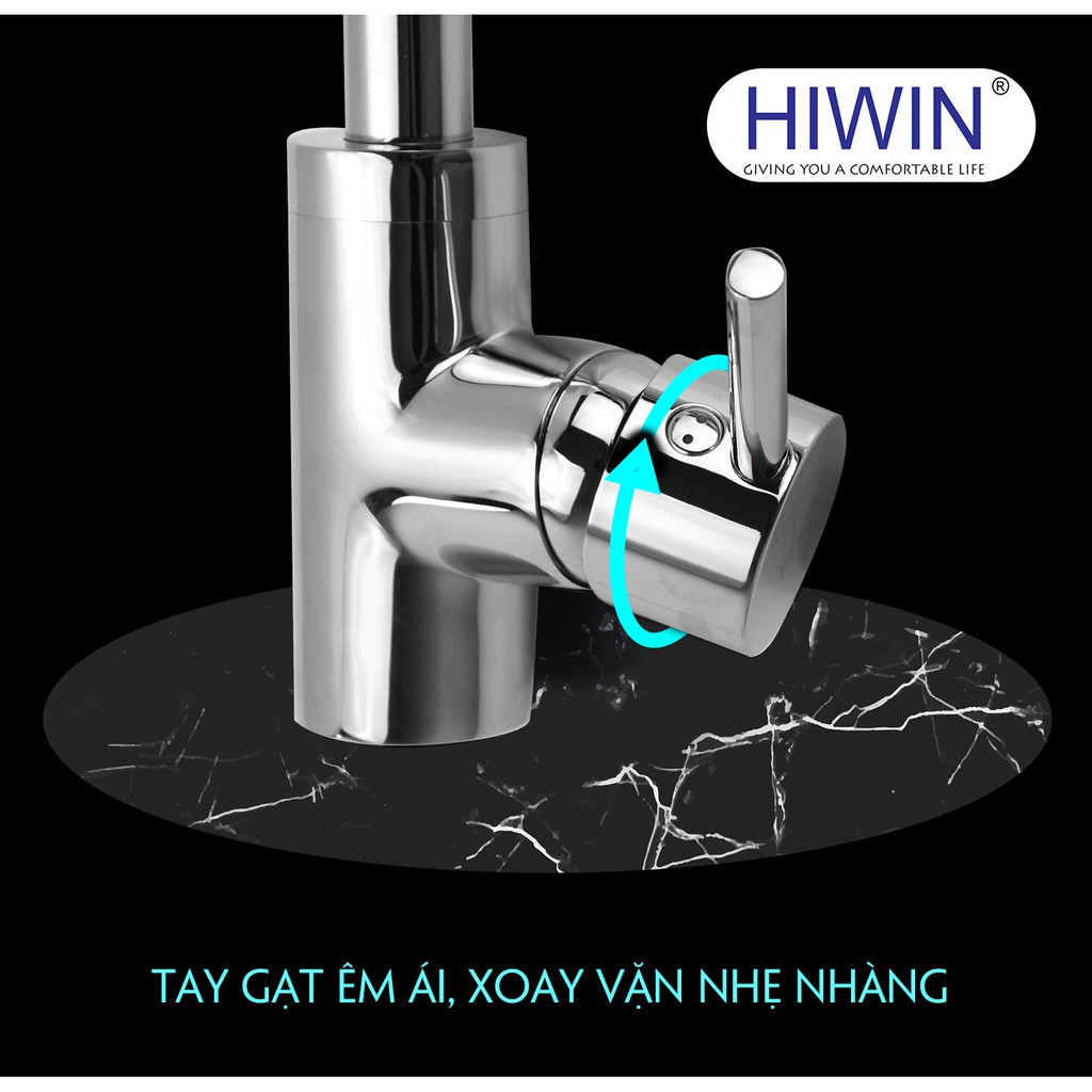 Vòi bếp nóng lạnh chất liệu đồng cao cấp Hiwin KF-923 400x250x50mm