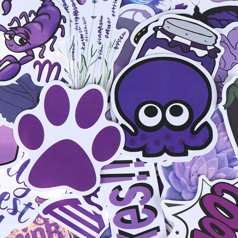 Set 50 miếng dán trang trí đa năng màu tím hoạt hình