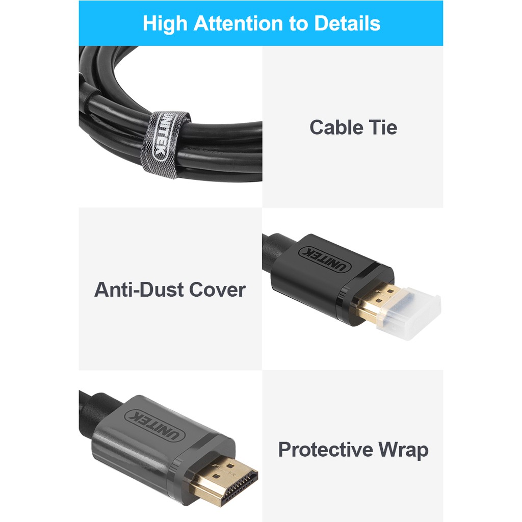 Cáp HDMI Unitek 1,5m 3m 5m 10m chính hãng | Dây HDMI to HDMI Unitek | Cáp HDMI chuẩn 1.4 xịn giá rẻ nhất