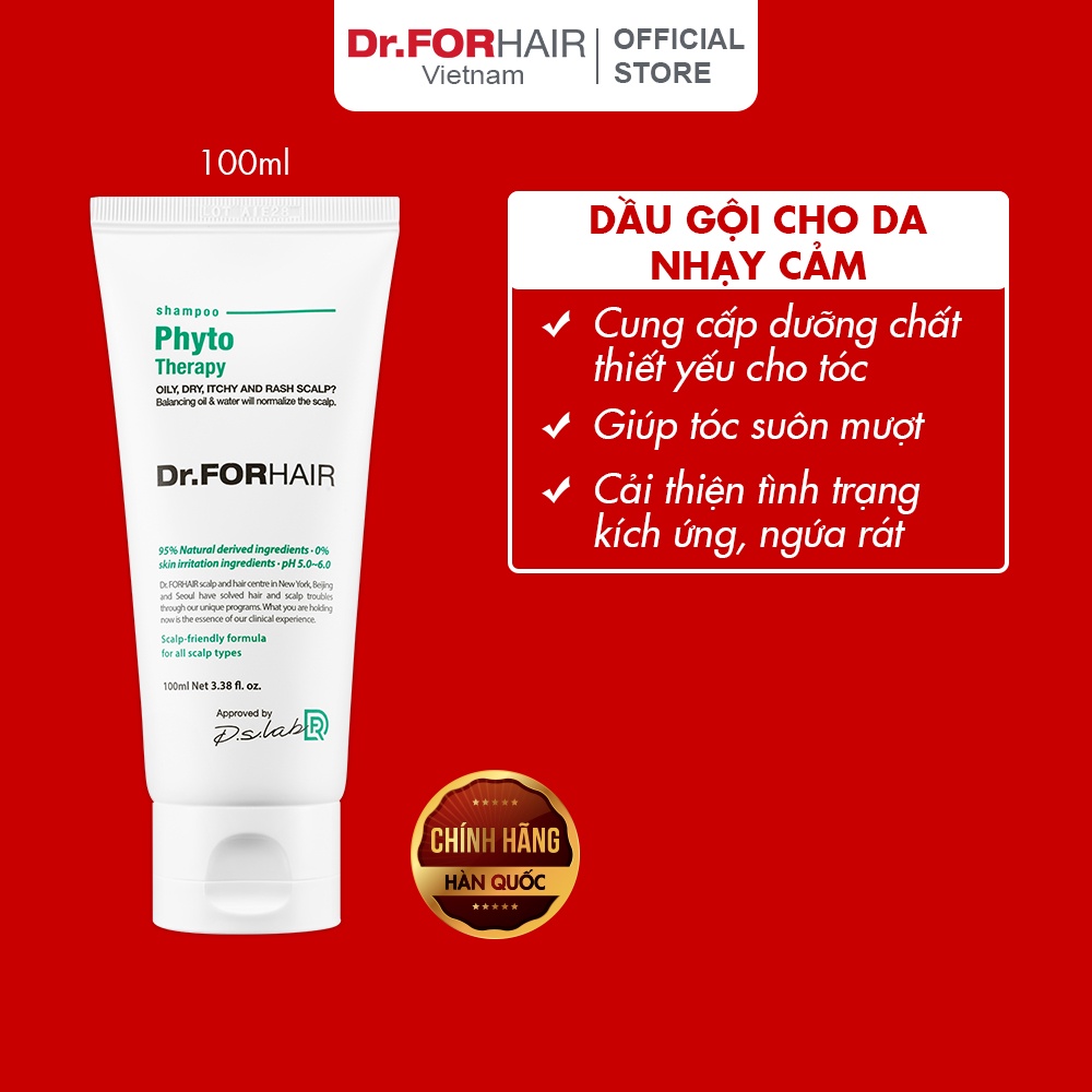 Dầu gội CHO DA NHẠY CẢM, chiết xuất thực vật an toàn và dịu nhẹ Dr.FORHAIR Hàn Quốc Phyto Therapy Shampoo 100ml