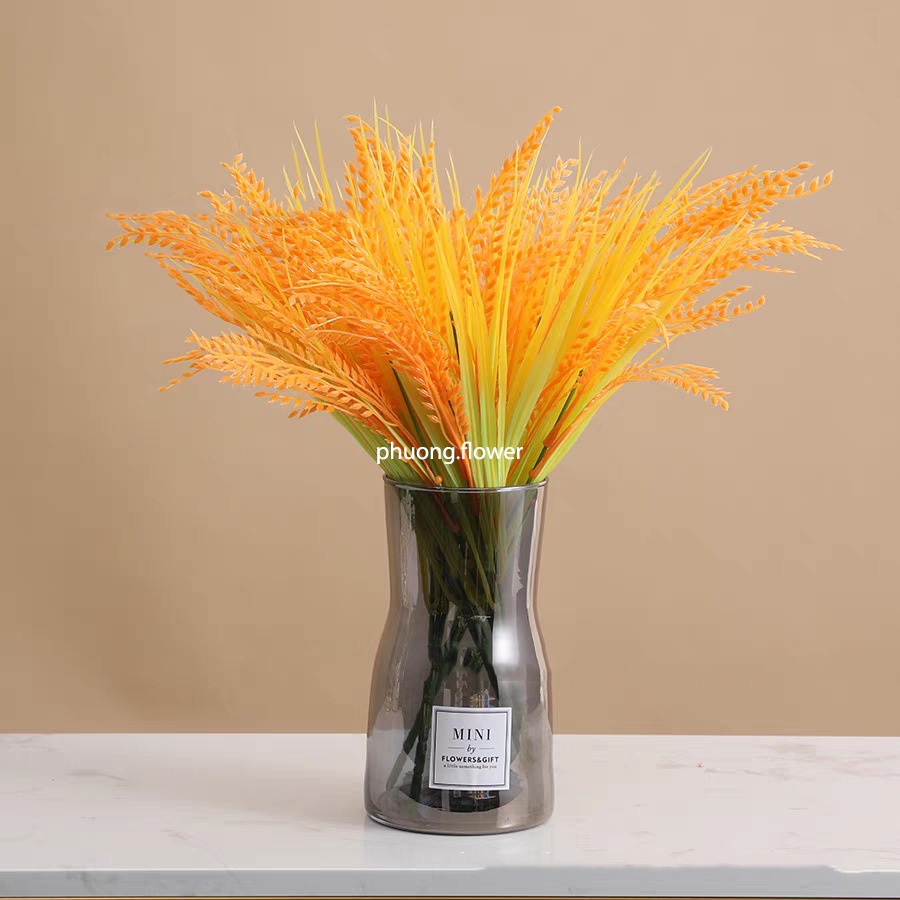 Cây lúa nhựa pvc cây lúa mì giả nhân tạo 44cm giống thật trang trí nhà cửa decor bàn làm việc siêu thị shop bán lúa gạo
