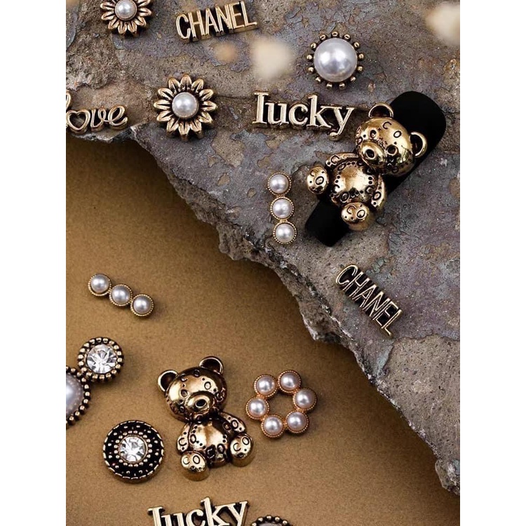 Charm Hoạt Hình Kim Loại Gắn Móng Nail Hình Gấu , Trái Tim , Ngôi Sao