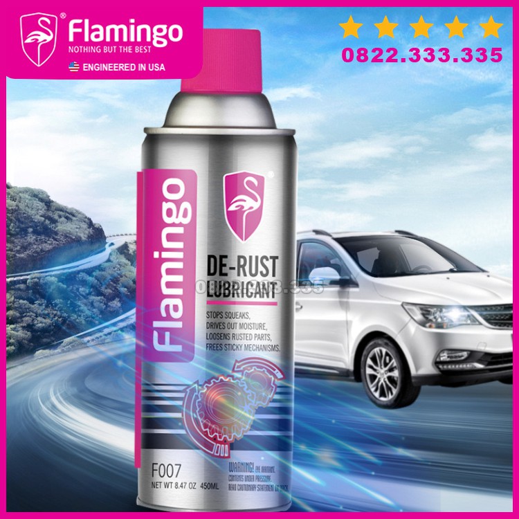 xịt tẩy rỉ set kim loại làm trơn bánh răng sáng kim loại Flamingo DE-RUST LUBRICANT F007 chính hãng tốt hơn RP7