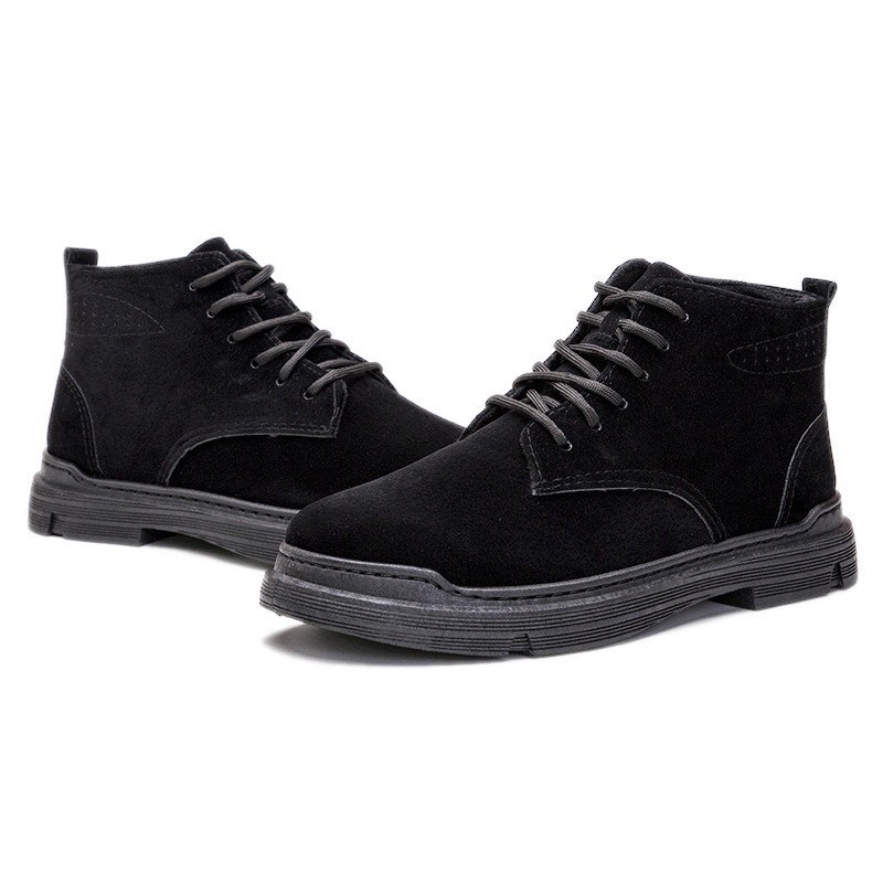 Giày nam cổ cao da lộn đen trơn basic đơn giản không lỗi mốt hot 2020 | BigBuy360 - bigbuy360.vn