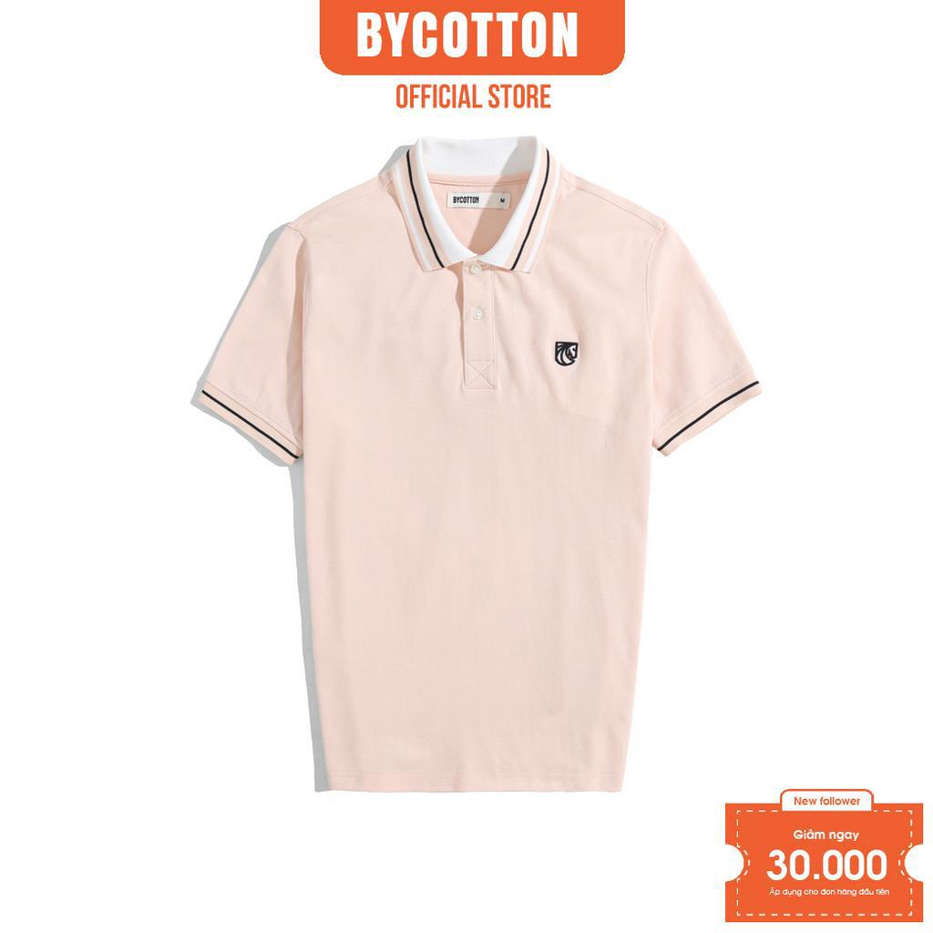 Áo Thun Nam Cao Cấp Polo Hồng Nhạt Phối Bo BY COTTON