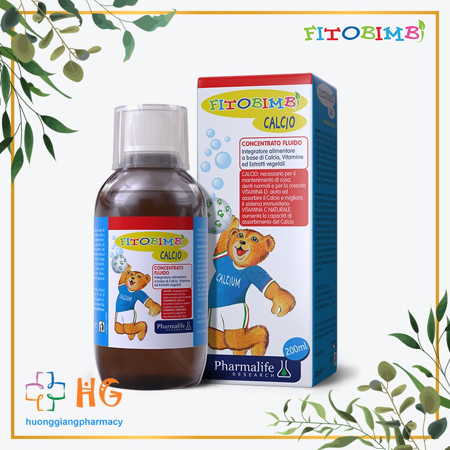 Canxi hữu cơ Fitobimbi Calcio Bổ sung Calci d3 Giúp tăng chiều cao tối đa cho trẻ Bé xương răng chắc khỏe Chai 200ml